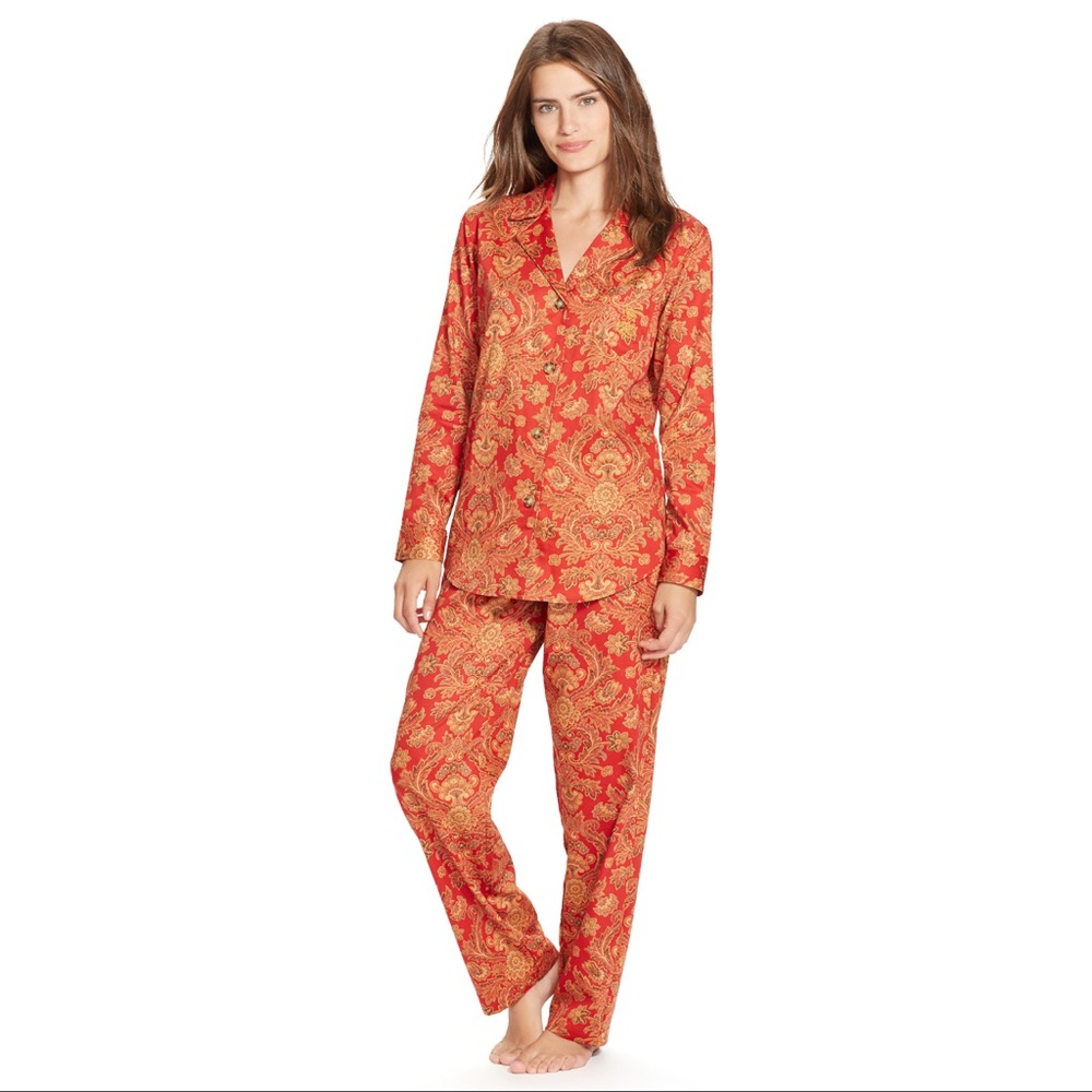 Lauren Ralph Lauren Cotton Red Paisley Pajama Set size XS